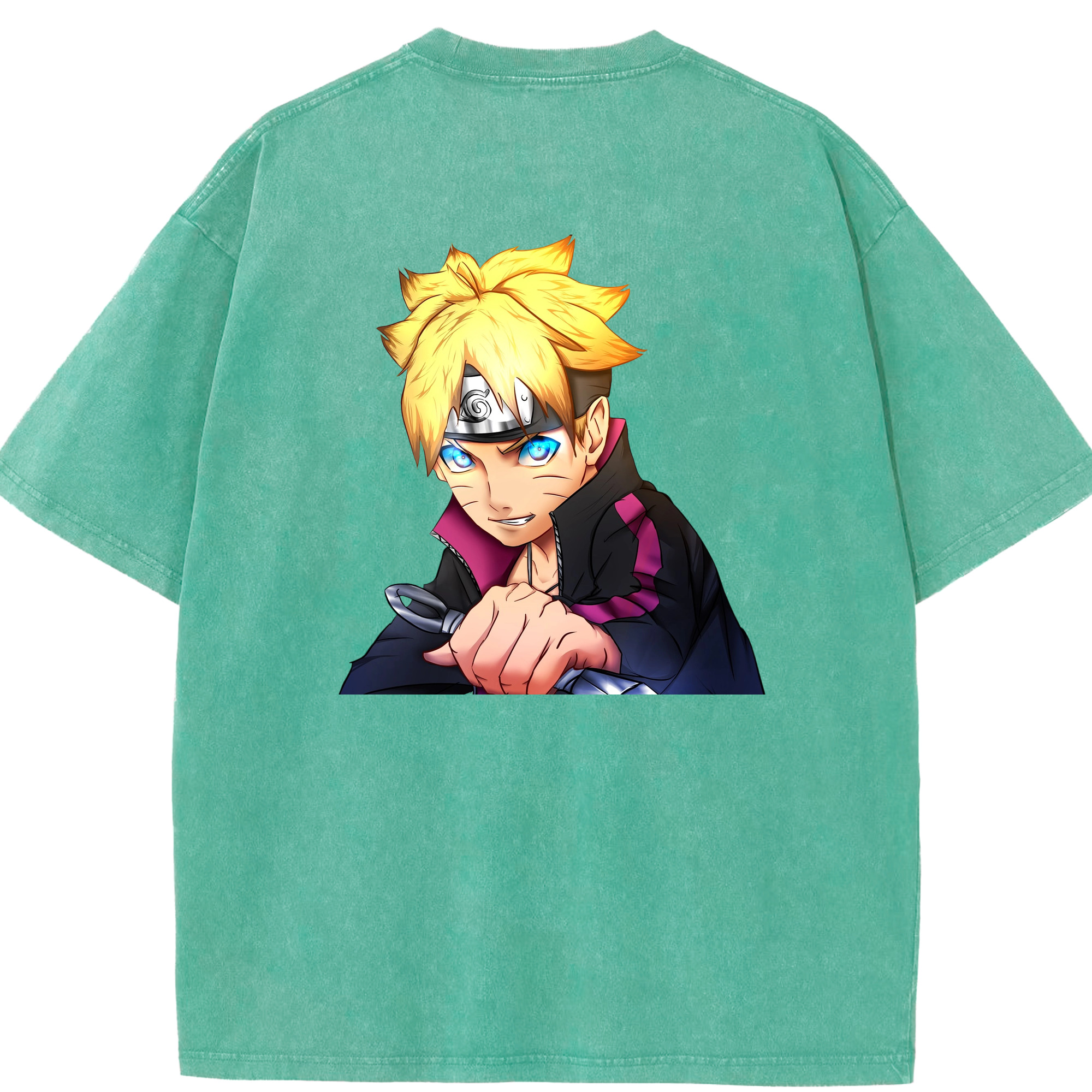 （画像用） NARUTO -ナルト- うずまき ボルト Uzumaki Boruto 綿100% ヴィンテージ風 半袖Tシャツ（背面プリント）